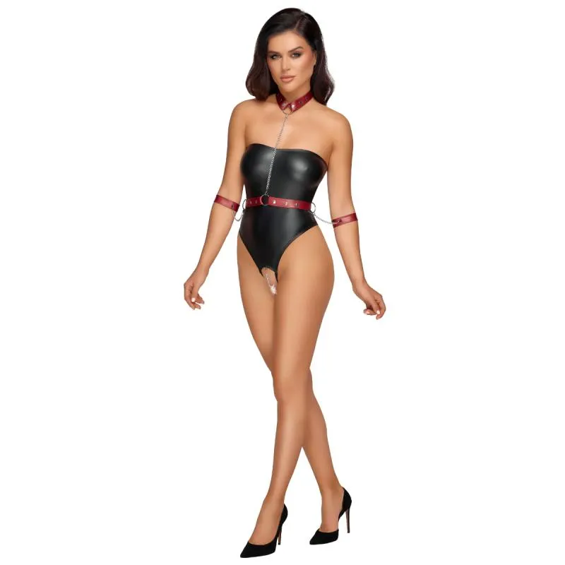 Cottelli Bondage - Body avec Détails de Bondage - Noir/Rouge