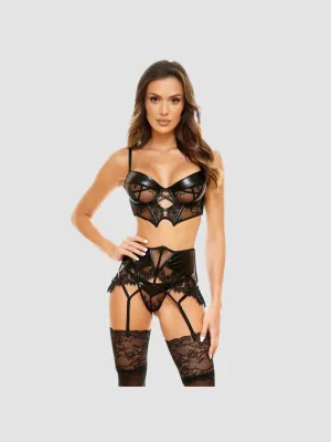 Ensemble 3 pièces Leona wetlook noir