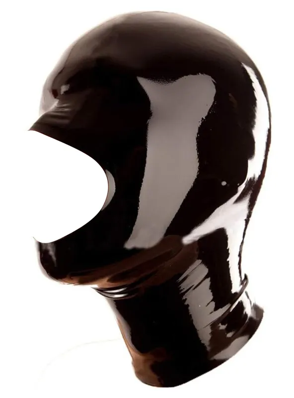 LateXcite Cagoule en latex OPENOSE Noire
