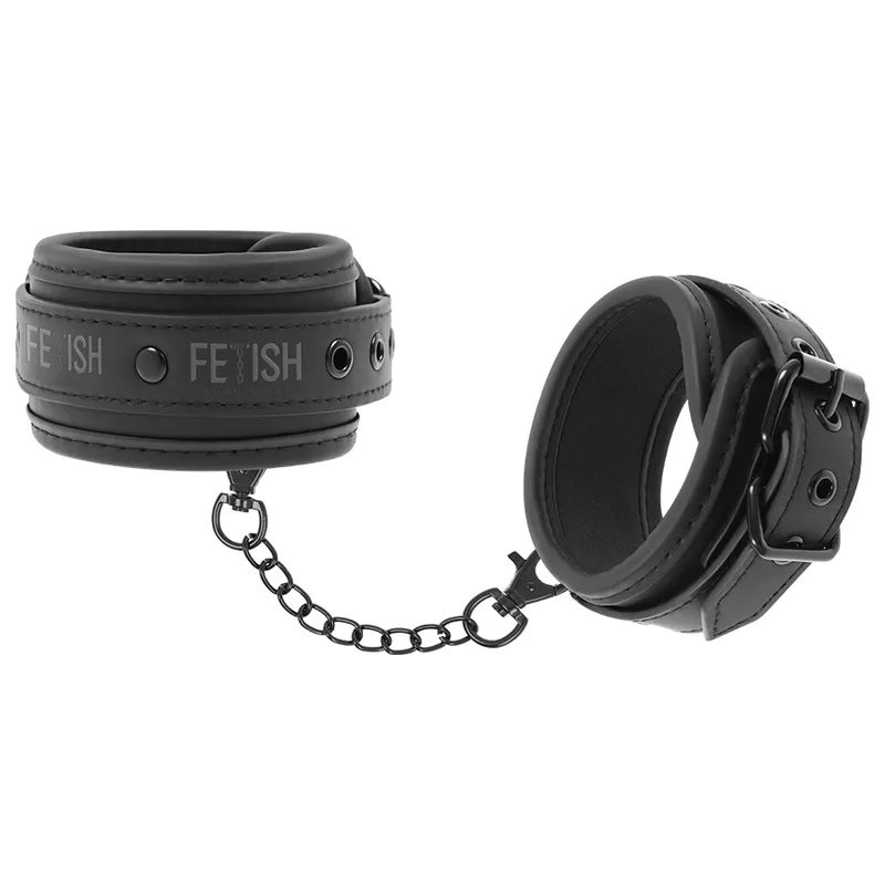Menottes BDSM Cheville Cuir Vegan Noir - Fetish Submissive