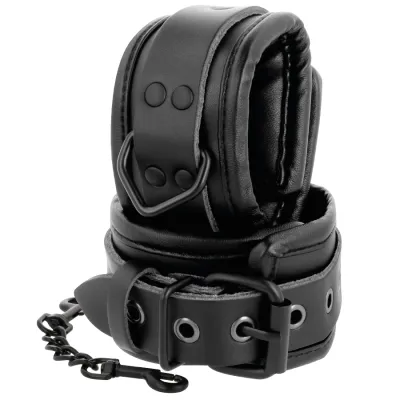 Menottes BDSM en simili-cuir noir ajustables - Darkness