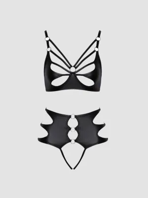 Ensemble 2 pièces anneau wetlook noir