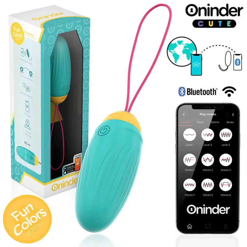 Œuf vibrant connecté rotatif en silicone bleu - Oninder
