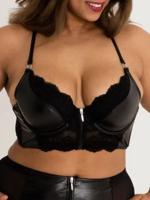 Soutien-gorge zip wetlook et dentelle Fierce 3X/4X