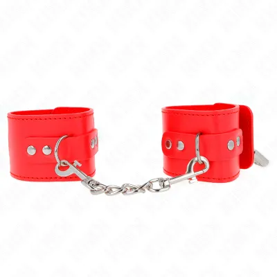 Menottes Cuir KINK Rouge Ajustable 16-23cm - KINK
