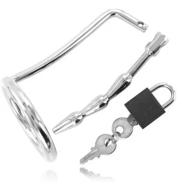 Cage de Chasteté Metal Hard avec Anneau et Bouchon Urétral