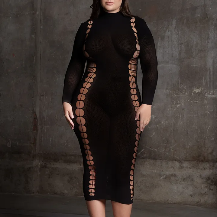 Robe Longue à Col Roulé Grande taille CARME Noir