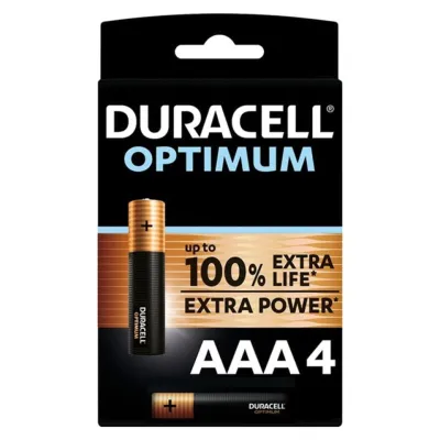 Piles alcalines Optimum AAA LR03 pack de 4 - Duracell