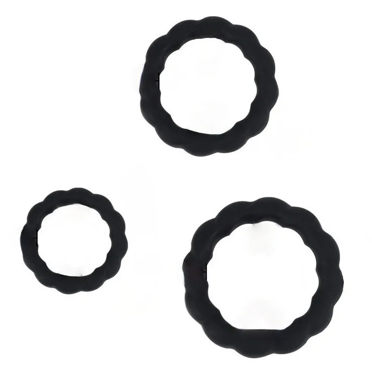 Lot de 3 Anneaux péniens souples TORTICK Noirs