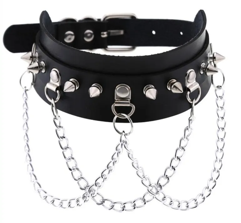 Collier à pointes PIKY Noir-Argenté