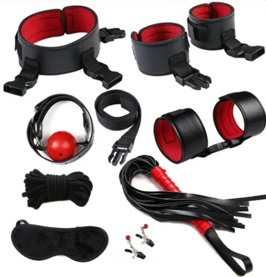 Coffret BDSM EYE-SPLICE Noir-Rouge 8 pièces