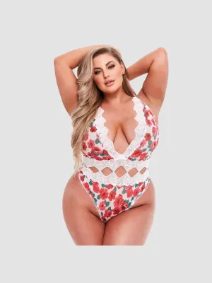Body Motifs Floraux, Dentelle Rouge & Blanc GT