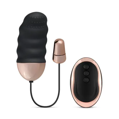 Teazers - Œuf vibrant nervuré de forme aplatie avec télécommande - Noir
