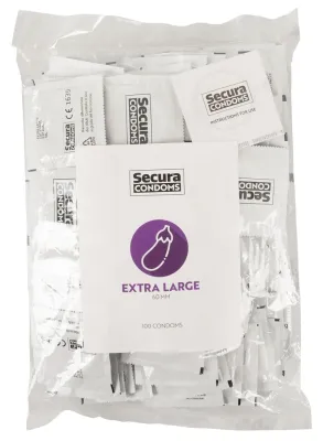 Secura Condoms Préservatifs XXL en latex EXTRA LARGE 60mm x100