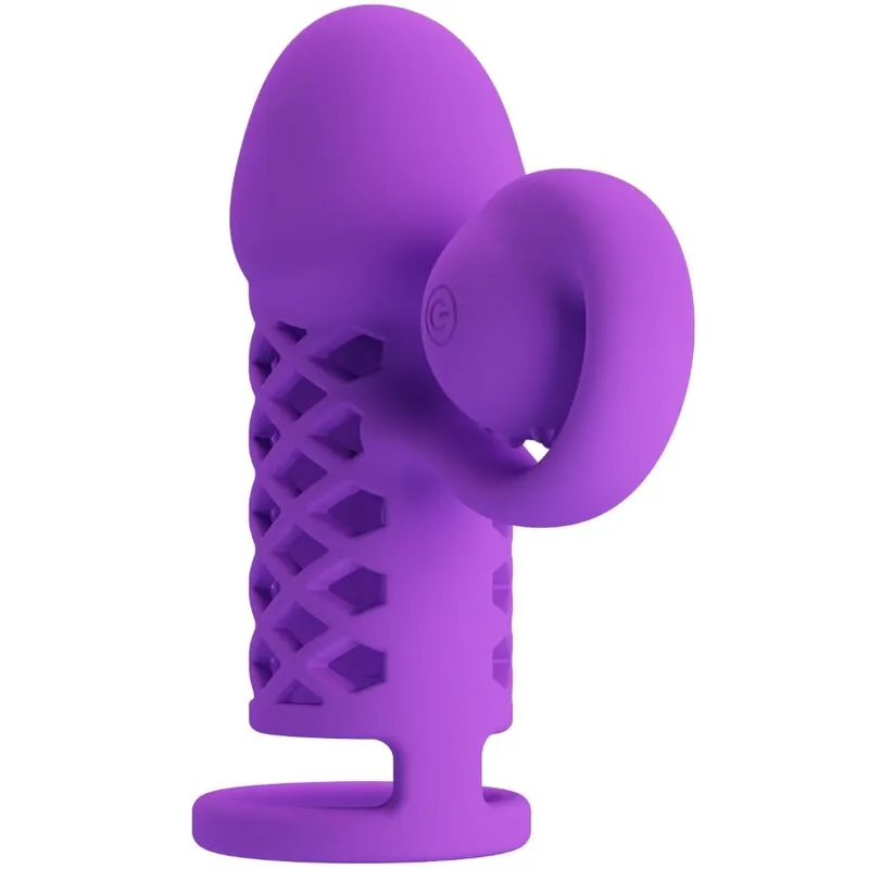 Gaine pénis vibrante extensible violet - Romance