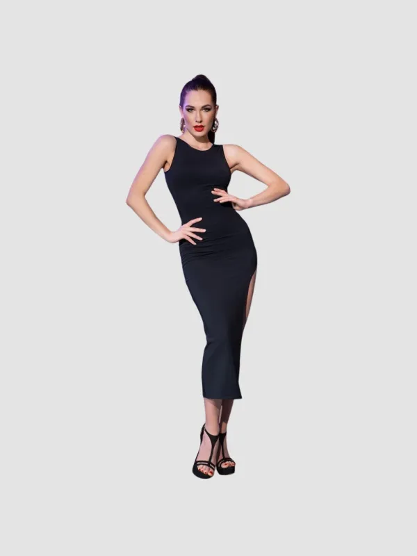 Robe Longue Ajourée CR4441 Noire