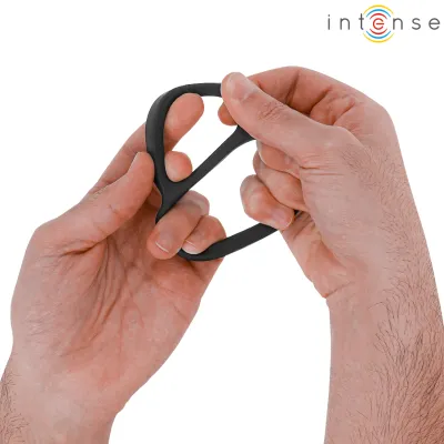 Anneau Pénien Double Bobby Silicone Noir - Intense