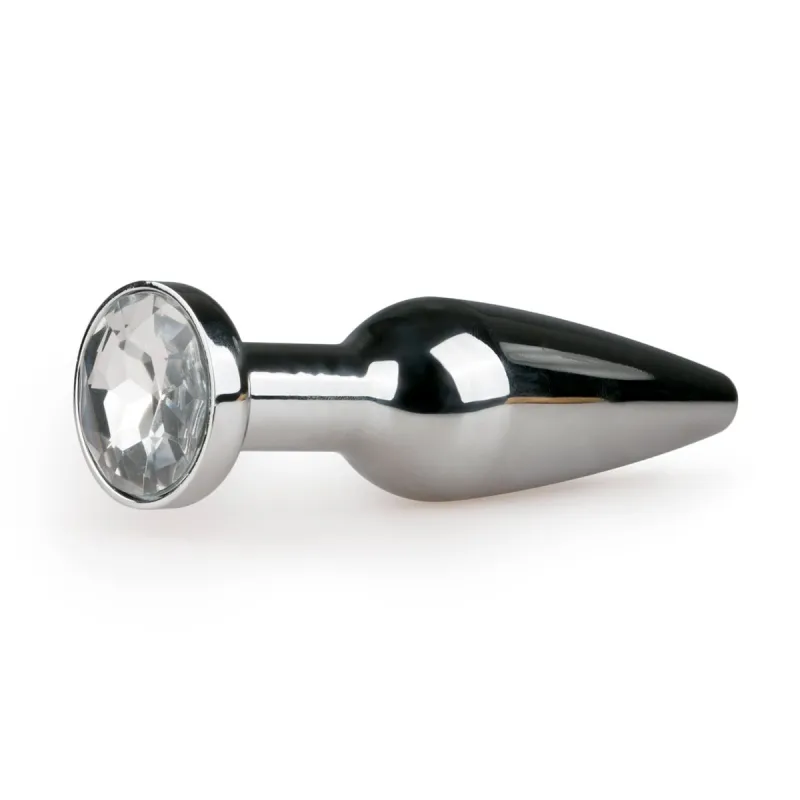 EasyToys Plug Anal En Métal Argenté Avec Cristal Transparent 11 cm