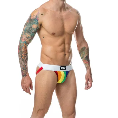 Jockstrap Classique Rayures Arc-en-Ciel Taille L - MOB
