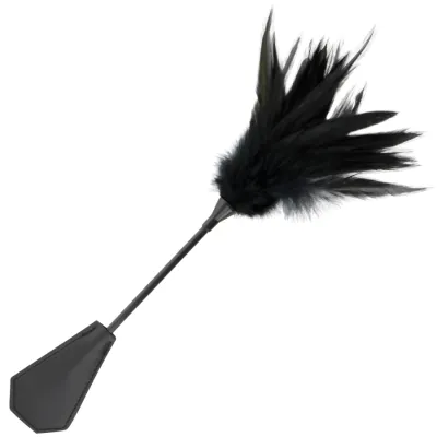 Cravache double face avec plumeau Darkness noire 48cm - Darkness