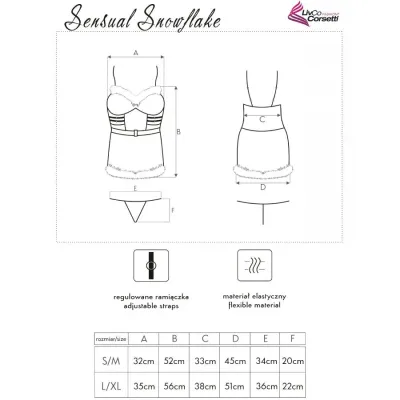 Ensemble Lingerie Sensual Snowflake 3 Pièces S/M - Livco Corsetti