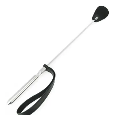 Cravache BDSM Metal Hard Acier Inoxydable Cuir 61cm
