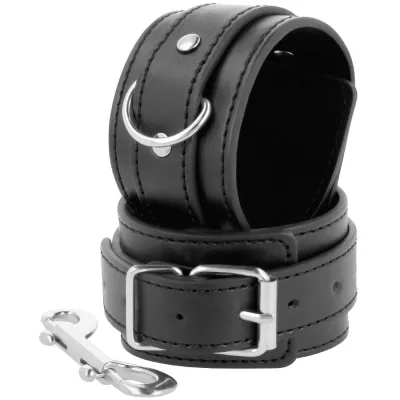Menottes BDSM Cuir Noir Réglables - Darkness