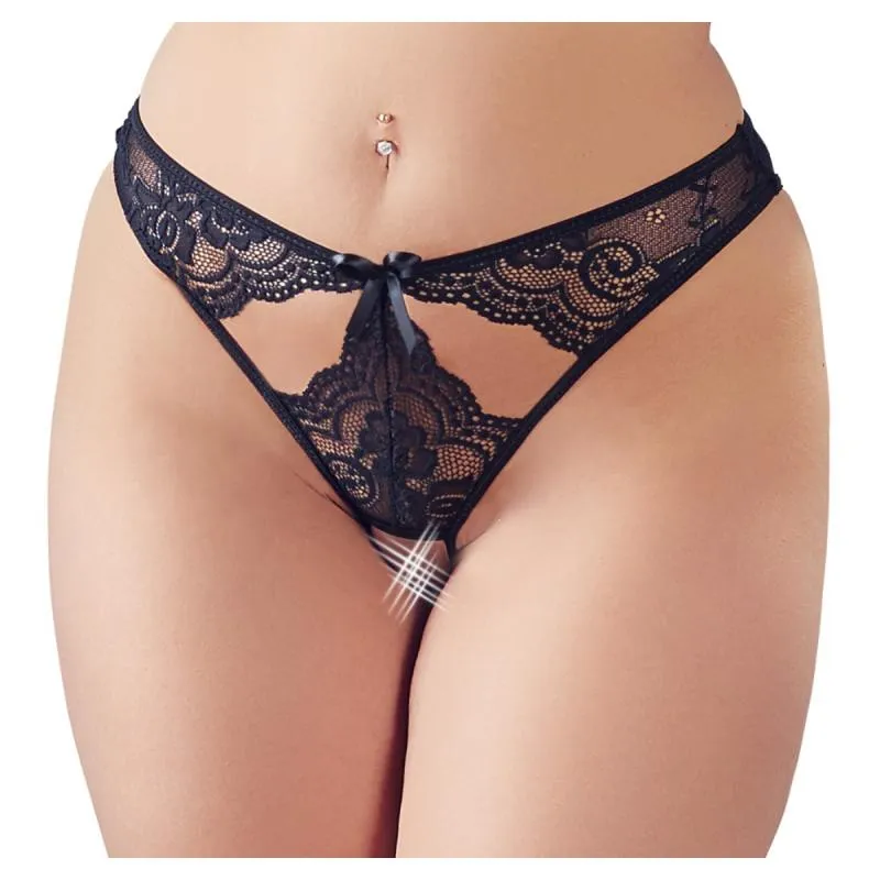 NO:XQSE - Culotte Ouverte en Dentelle - Noir