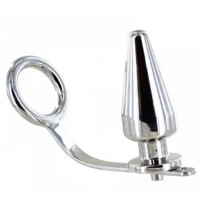 Cockring avec plug anal en acier chirurgical - Metal Hard