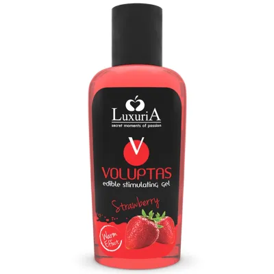 Gel de massage comestible Luxuria fraise chauffant - Intimateline