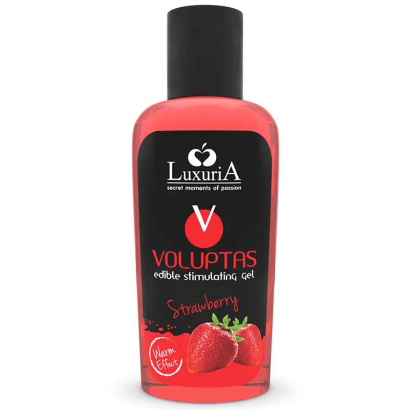 Gel de massage comestible Luxuria fraise chauffant - Intimateline
