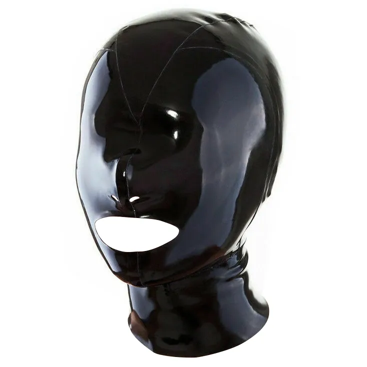 LateXcite Cagoule en latex RUBHOOD Noire