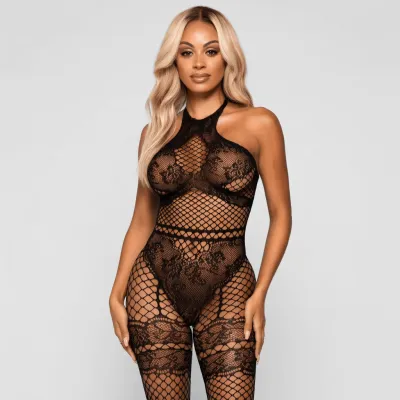 Combinaison ouverte effet lingerie