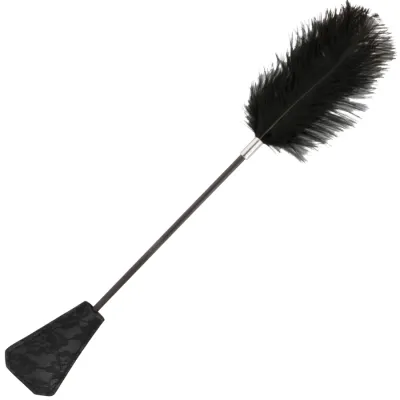 Cravache Double Face Plumeau Noir 56cm - Darkness