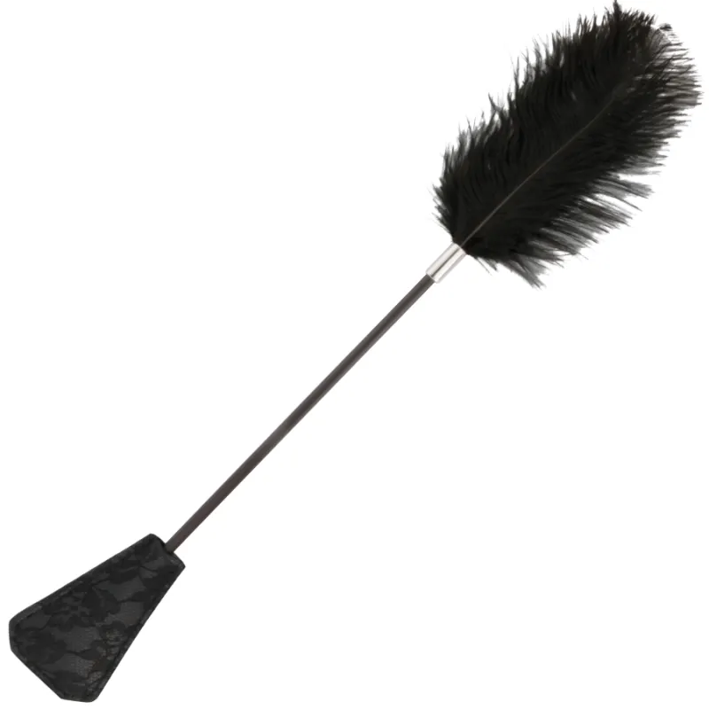 Cravache Double Face Plumeau Noir 56cm - Darkness