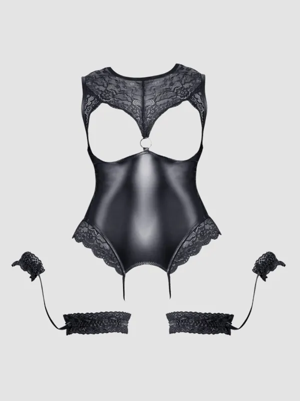Body Ouvert avec Jarretelles Menottes