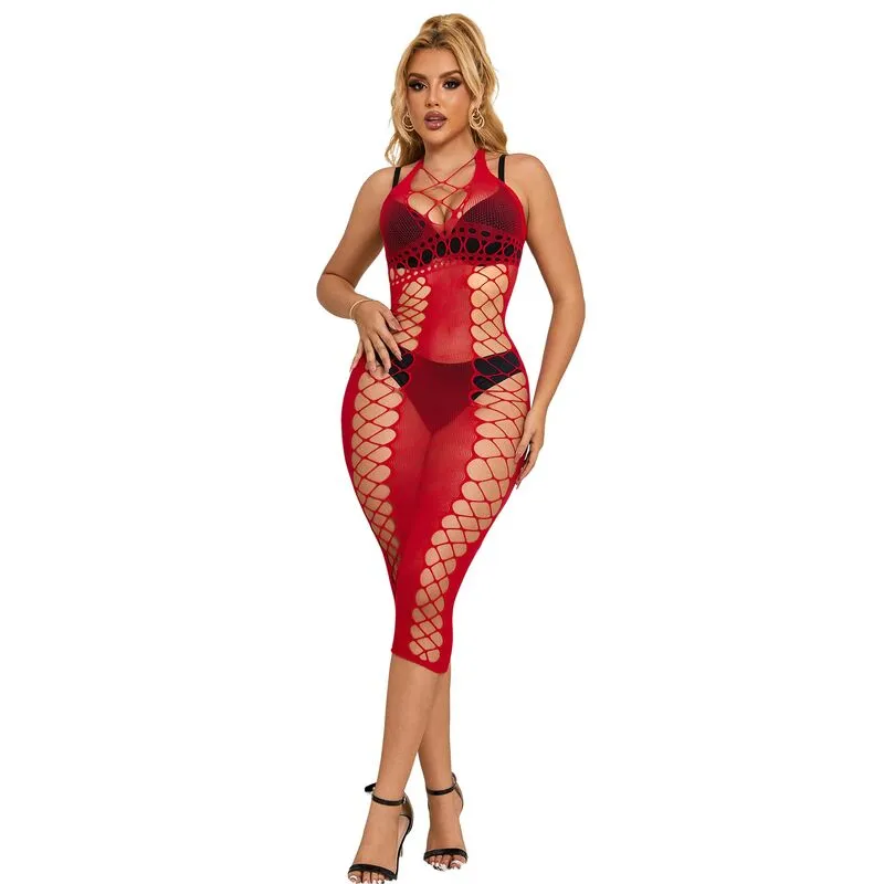 Nuisette Longue Résille Rouge Taille Unique - Subblime