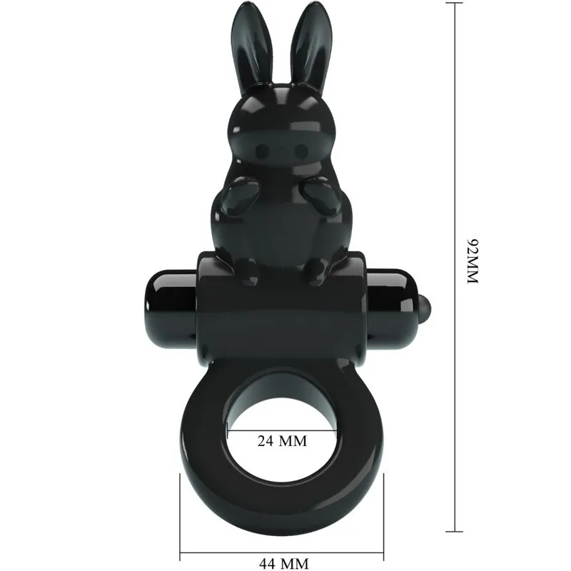 Anneau Vibrant Rabbit Excitant 10 Vibrations Noir - Pretty Love