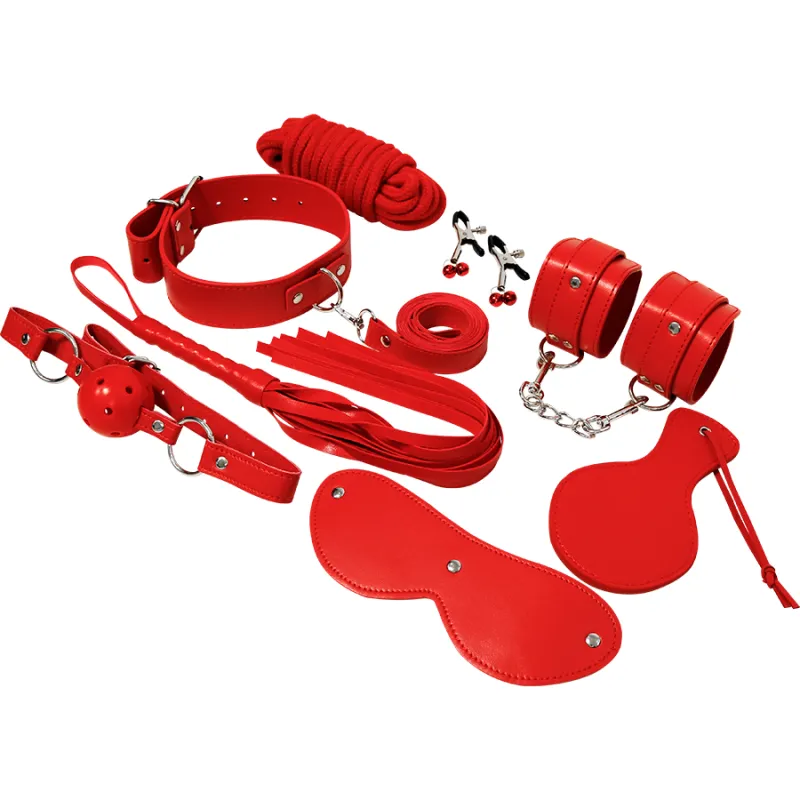 Kit BDSM Bondage Experience série rouge 8 accessoires