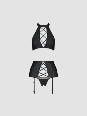 Ensemble 3 Pièces Nancy Cuir Leather Collection Noir