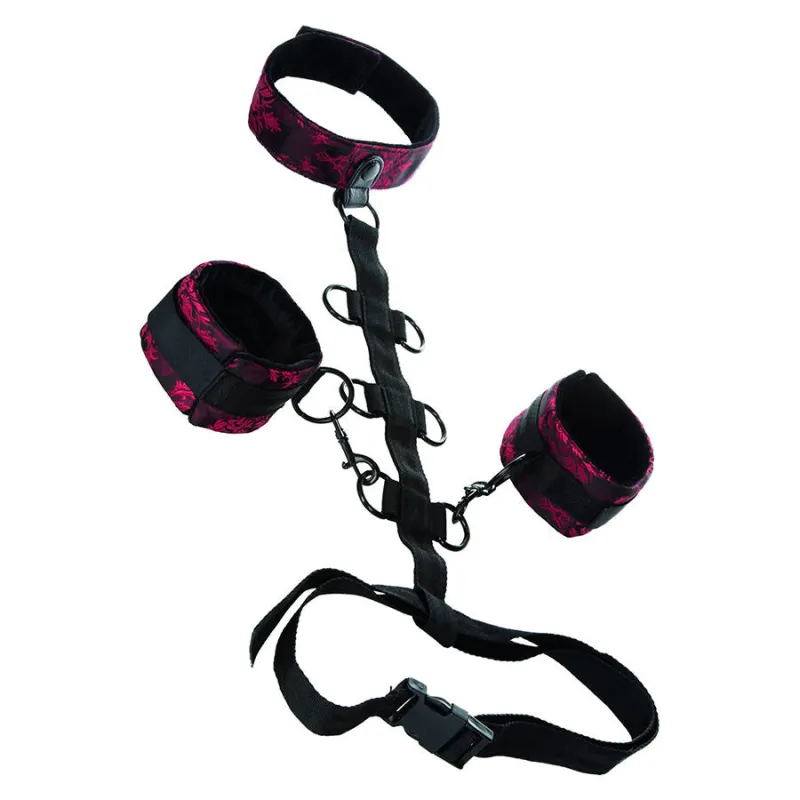 Harnais Bondage Scandal Support Corporel Noir Rouge - CalExotics