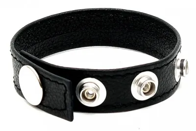 Anneau pénien en cuir LUXE 4 Pressions Noir