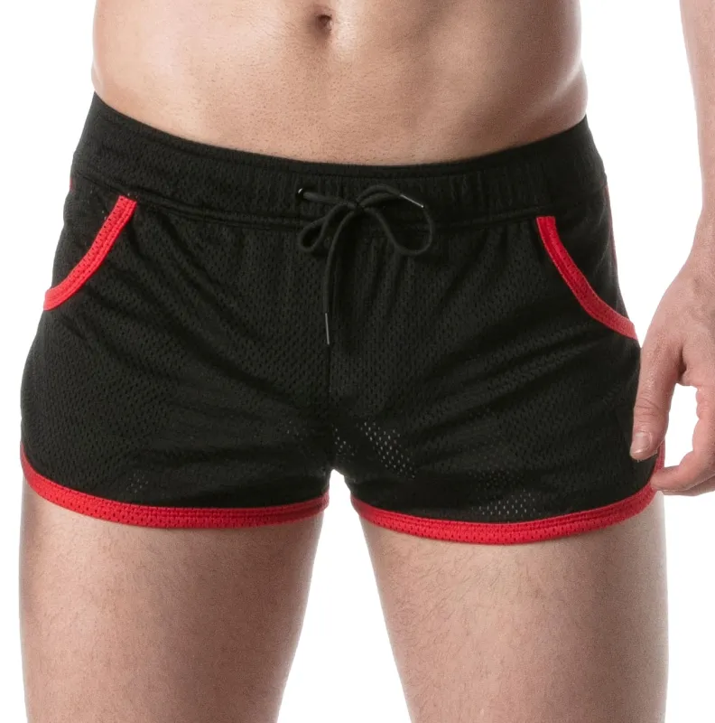 LEADER Short en mesh LOADED Noir-Rouge