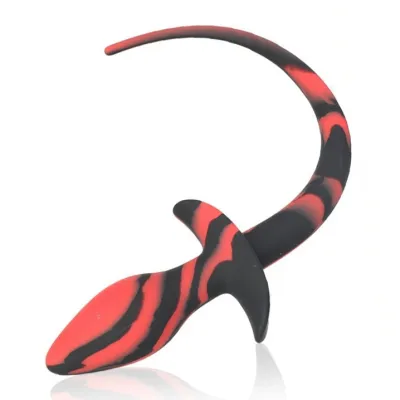 Plug avec Queue de chien Silicone 7.5 x 3.1cm  Noir-Rouge