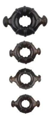Lot de 4 Anneaux péniens souples RUDDER Noirs
