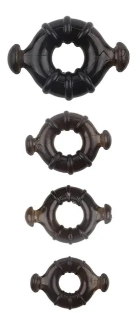 Lot de 4 Anneaux péniens souples RUDDER Noirs