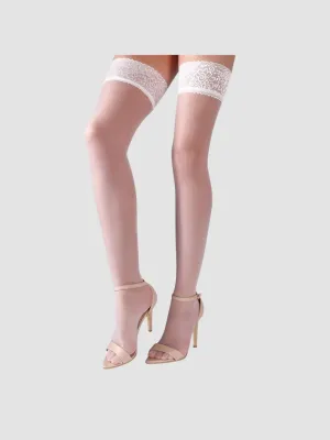 Bas Blanc Motifs Fleuris
