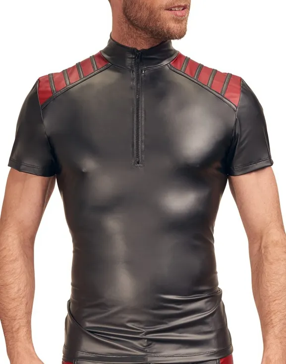 NEK T-shirt VEGA Noir-Rouge