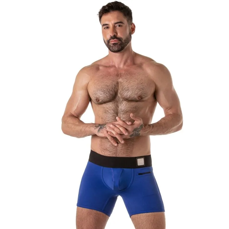 Boxer Zippé Ceinture Large Bleu Taille S - Locker Gear