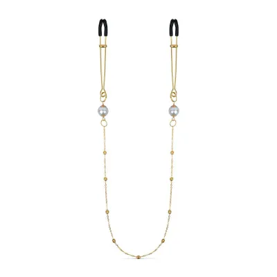 Pinces à mamelons dorées avec chaîne et perles
